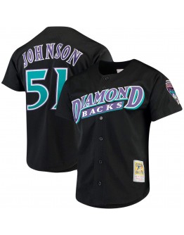 Randy Johnson Arizona Diamondbacks Mitchell & Ness Big & Tall Cooperstown Collection Mesh Button-Up Jersey- Black