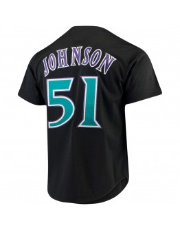 Randy Johnson Arizona Diamondbacks Mitchell & Ness Big & Tall Cooperstown Collection Mesh Button-Up Jersey- Black