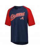 Atlanta Braves Stitches Button-Down Raglan Fashion Jersey - Navy