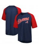 Atlanta Braves Stitches Button-Down Raglan Fashion Jersey - Navy