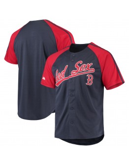 Boston Red Sox Stitches Button-Down Raglan Replica Jersey - Navy