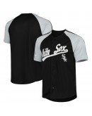 Chicago White Sox Stitches Button-Down Raglan Fashion Jersey - Black