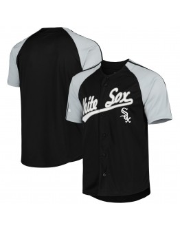 Chicago White Sox Stitches Button-Down Raglan Fashion Jersey - Black