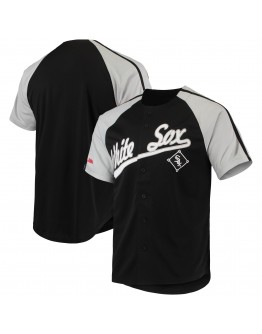 Chicago White Sox Stitches Button-Down Raglan Replica Jersey - Black