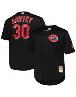 Ken Griffey Jr. Cincinnati Reds Mitchell & Ness Big & Tall Cooperstown Collection Batting Practice Replica Jersey - Black