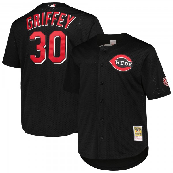 Ken Griffey Jr. Cincinnati Reds Mitchell & Ness Big & Tall Cooperstown Collection Batting Practice Replica Jersey - Black