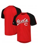 Cincinnati Reds Stitches Button-Down Raglan Fashion Jersey - Red