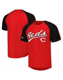 Cincinnati Reds Stitches Button-Down Raglan Fashion Jersey - Red