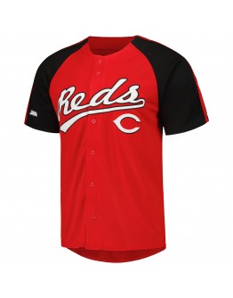 Cincinnati Reds Stitches Button-Down Raglan Fashion Jersey - Red