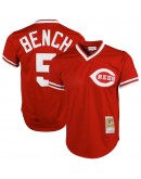 Johnny Bench Cincinnati Reds Mitchell & Ness Cooperstown Collection Big & Tall Mesh Batting Practice Jersey - Red