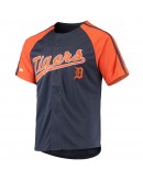 Detroit Tigers Stitches Button-Down Raglan Replica Jersey - Navy