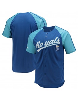 Kansas City Royals Stitches Button-Down Raglan Replica Jersey - Royal