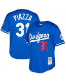 Mike Piazza Los Angeles Dodgers Mitchell & Ness Big & Tall Cooperstown Collection Mesh Button-Up Jersey- Royal