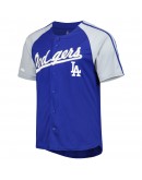 Los Angeles Dodgers Stitches Button-Down Raglan Fashion Jersey - Royal