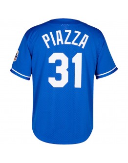 Mike Piazza Los Angeles Dodgers Mitchell & Ness Big & Tall Cooperstown Collection Mesh Button-Up Jersey- Royal