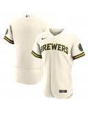 Milwaukee Brewers Nike Home Authentic Team Logo Jersey - Cream