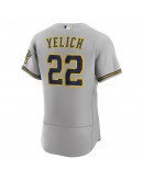 Christian Yelich Milwaukee Brewers Nike Road Authentic Player Logo Jersey - Gray