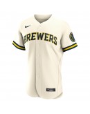 Milwaukee Brewers Nike Home Authentic Team Logo Jersey - Cream