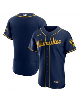 Milwaukee Brewers Nike Alternate Authentic Team Logo Jersey - Navy