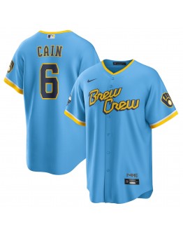 Lorenzo Cain Milwaukee Brewers Nike 2022 City Connect Replica Player Jersey - Powder Blue