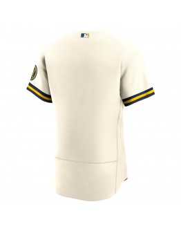 Milwaukee Brewers Nike Home Authentic Team Logo Jersey - Cream