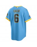 Lorenzo Cain Milwaukee Brewers Nike 2022 City Connect Replica Player Jersey - Powder Blue