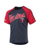 Minnesota Twins Stitches Button-Down Raglan Replica Jersey - Navy