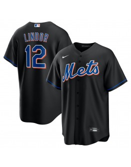 Francisco Lindor New York Mets Nike 2022 Alternate Replica Player Jersey - Black