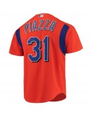 Mike Piazza New York Mets Mitchell & Ness Cooperstown Collection Mesh Batting Practice Jersey - Orange