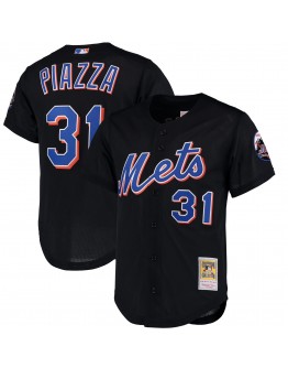 Mike Piazza New York Mets Mitchell & Ness Cooperstown Collection Mesh Batting Practice Jersey - Black