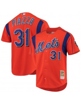 Mike Piazza New York Mets Mitchell & Ness Cooperstown Collection Mesh Batting Practice Jersey - Orange