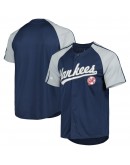 New York Yankees Stitches Button-Down Raglan Fashion Jersey - Navy