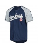 New York Yankees Stitches Button-Down Raglan Fashion Jersey - Navy