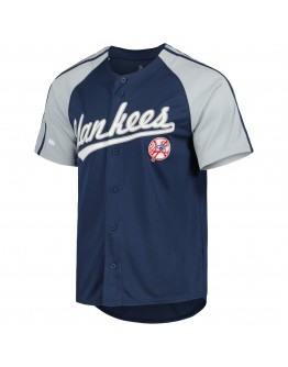 New York Yankees Stitches Button-Down Raglan Fashion Jersey - Navy