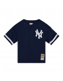 Derek Jeter New York Yankees Mitchell & Ness Cooperstown Collection Mesh Batting Practice Button-Up Jersey - Navy