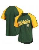 Oakland Athletics Stitches Button-Down Raglan Replica Jersey - Green