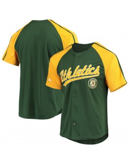 Oakland Athletics Stitches Button-Down Raglan Replica Jersey - Green