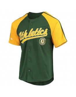 Oakland Athletics Stitches Button-Down Raglan Replica Jersey - Green