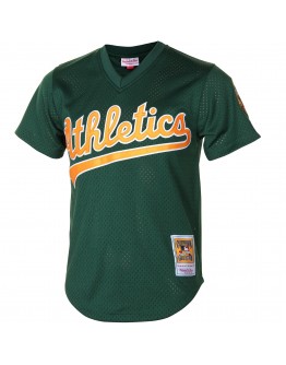 Rickey Henderson Oakland Athletics Mitchell & Ness 1998 Cooperstown Mesh Batting Practice Jersey - Green