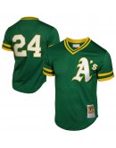 Rickey Henderson Oakland Athletics Mitchell & Ness 1991 Cooperstown Mesh Batting Practice Jersey - Green