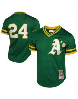 Rickey Henderson Oakland Athletics Mitchell & Ness 1991 Cooperstown Mesh Batting Practice Jersey - Green