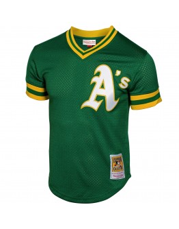 Rickey Henderson Oakland Athletics Mitchell & Ness 1991 Cooperstown Mesh Batting Practice Jersey - Green