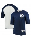 San Diego Padres Majestic Authentic Collection On-Field 3/4-Sleeve Batting Practice Jersey - Navy/White