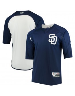 San Diego Padres Majestic Authentic Collection On-Field 3/4-Sleeve Batting Practice Jersey - Navy/White