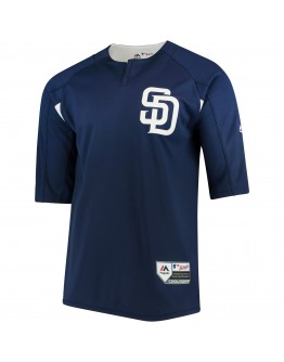 San Diego Padres Majestic Authentic Collection On-Field 3/4-Sleeve Batting Practice Jersey - Navy/White