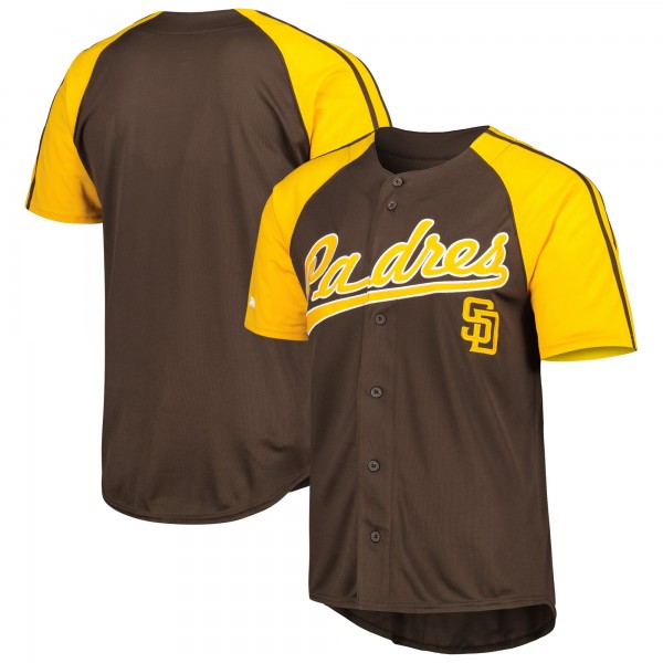 San Diego Padres Stitches Button-Down Raglan Fashion Jersey - Brown