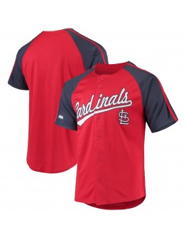 St. Louis Cardinals Stitches Button-Down Raglan Replica Jersey - Red