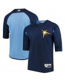 Tampa Bay Rays Majestic Authentic Collection On-Field 3/4-Sleeve Batting Practice Jersey - Navy/Light Blue