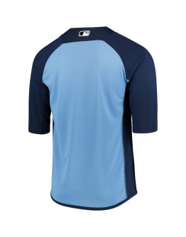 Tampa Bay Rays Majestic Authentic Collection On-Field 3/4-Sleeve Batting Practice Jersey - Navy/Light Blue