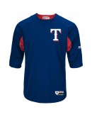 Texas Rangers Majestic Authentic Collection On-Field 3/4-Sleeve Batting Practice Jersey - Royal/Red